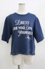 画像1: Jane Marple Dans Le Salon / Theme print side zip T-shirt  navy H-26-05-23-041-JM-TO-KB-ZH (1)