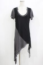 画像1: Sixh / メッシュ切替カットソー  グレー×黒 H-26-05-23-045-HN-TO-KB-ZH (1)
