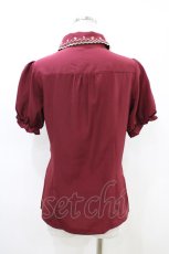 画像2: axes femme / トランプ刺繍フリルブラウス M ワイン H-26-05-23-1060-AX-BL-NS-ZH (2)