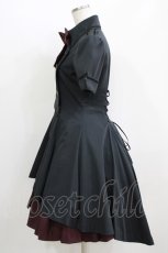 画像2: ATELIER BOZ / メイファススカート付ジャケットワンピース  ブラック×ボルドー H-26-05-23-001-EL-OP-KB-ZH (2)
