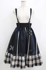 画像1: NieR Clothing / チェックサス付スカート F 黒 H-26-05-23-005-PU-SK-AK-ZH (1)
