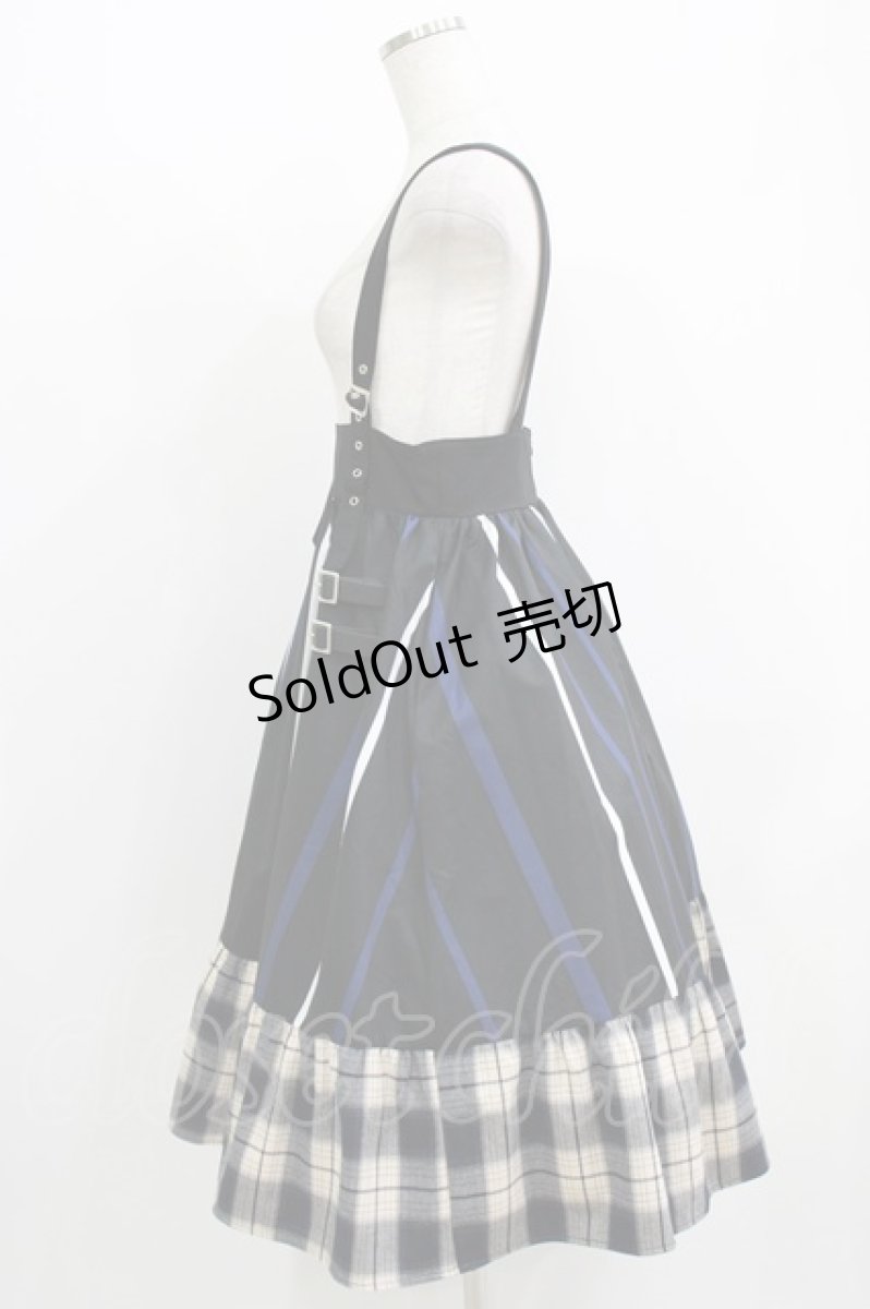 画像2: NieR Clothing / チェックサス付スカート F 黒 H-26-05-23-005-PU-SK-AK-ZH (2)