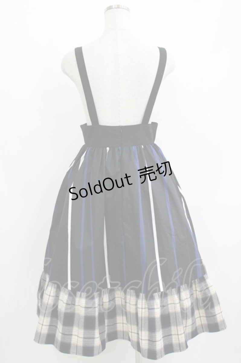 画像3: NieR Clothing / チェックサス付スカート F 黒 H-26-05-23-005-PU-SK-AK-ZH (3)