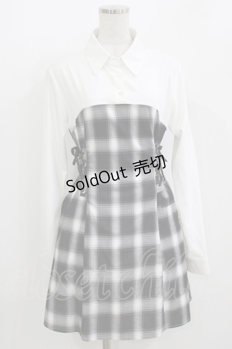 画像1: NieR Clothing / ドッキングシャツワンピース F 黒×白 H-26-05-23-012-PU-OP-AK-ZH (1)