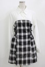 画像1: NieR Clothing / ドッキングシャツワンピース F 黒×白 H-26-05-23-012-PU-OP-AK-ZH (1)