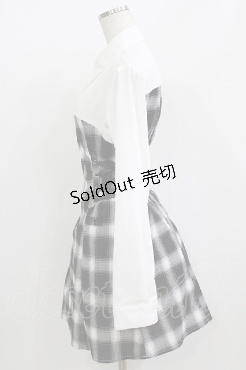 画像2: NieR Clothing / ドッキングシャツワンピース F 黒×白 H-26-05-23-012-PU-OP-AK-ZH (2)