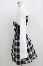画像2: NieR Clothing / ドッキングシャツワンピース F 黒×白 H-26-05-23-012-PU-OP-AK-ZH (2)