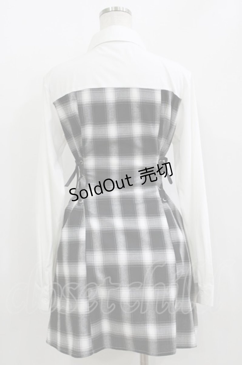画像3: NieR Clothing / ドッキングシャツワンピース F 黒×白 H-26-05-23-012-PU-OP-AK-ZH (3)