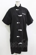 画像1: NieR Clothing / チャイナボタン半袖ワンピース F 黒 H-26-05-23-020-PU-OP-AK-ZH (1)