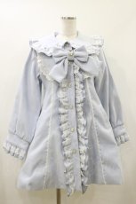 画像1: DearMyLove / 丸襟ヨークリボンフリルコート L サックス H-26-05-24-049-GO-CO-NS-ZH (1)