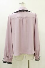 画像2: Secret Honey / ラッフルギャザー長袖ブラウス M ピンク/ブラック H-26-05-24-007-CA-BL-NS-ZH (2)
