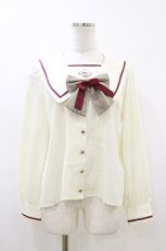 画像1: Amavel / Histoire Emblemセーラーブラウス Free 生成り/ブラウンチェック H-26-05-24-010-CA-BL-NS-ZH (1)