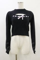 画像1: pium / フロントリボンレイヤードマシュマロニット Free ブラック/ピンク H-26-05-24-026-LO-TO-NS-ZH (1)