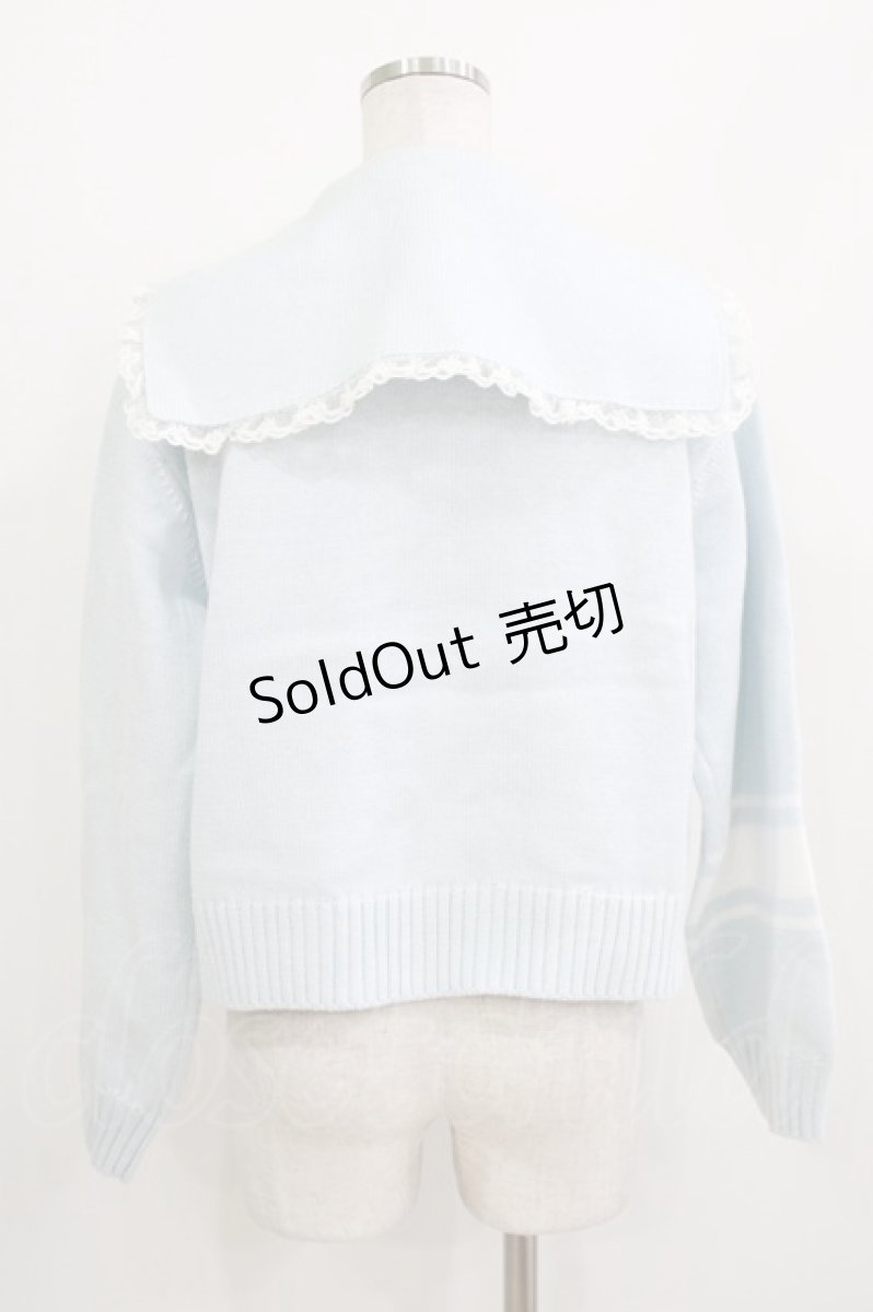 画像2: Candy Stripper / CANDY CLUB SAILOR KNIT BLOUSON  ライトブルー H-26-05-25-029-PU-JA-KB-ZT392 (2)