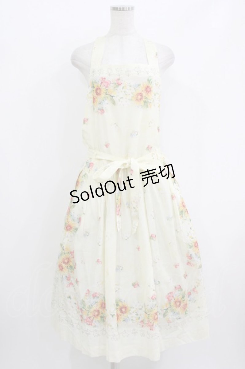 画像1: Jane Marple Dans Le Salon / Sunflowers apron dress  アイボリー H-26-05-25-005-JM-OP-KB-ZH (1)