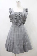 画像1: Ank Rouge / チェック柄フリルサロペットワンピース M ブラック H-26-05-25-1032-CA-OP-NS-ZH (1)