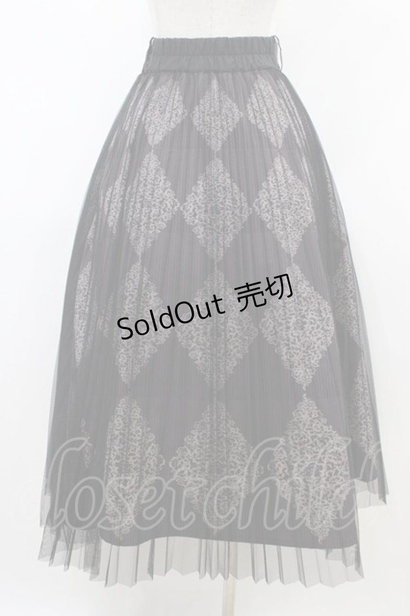 画像2: an another angelus / タイル柄チュールプリーツスカート Free CHARCOAL H-26-05-25-1037-CA-SK-NS-ZH (2)