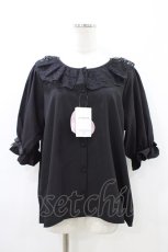 画像1: m petit by misako / MSKデシンレースエリブラウス LL ブラック H-26-05-25-1043-LO-BL-NS-ZH (1)