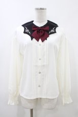 画像1: axes femme POETIQUE / リボン付きコウモリカラーブラウス M オフ/ブラック H-26-05-25-1045-AX-BL-NS-ZH (1)