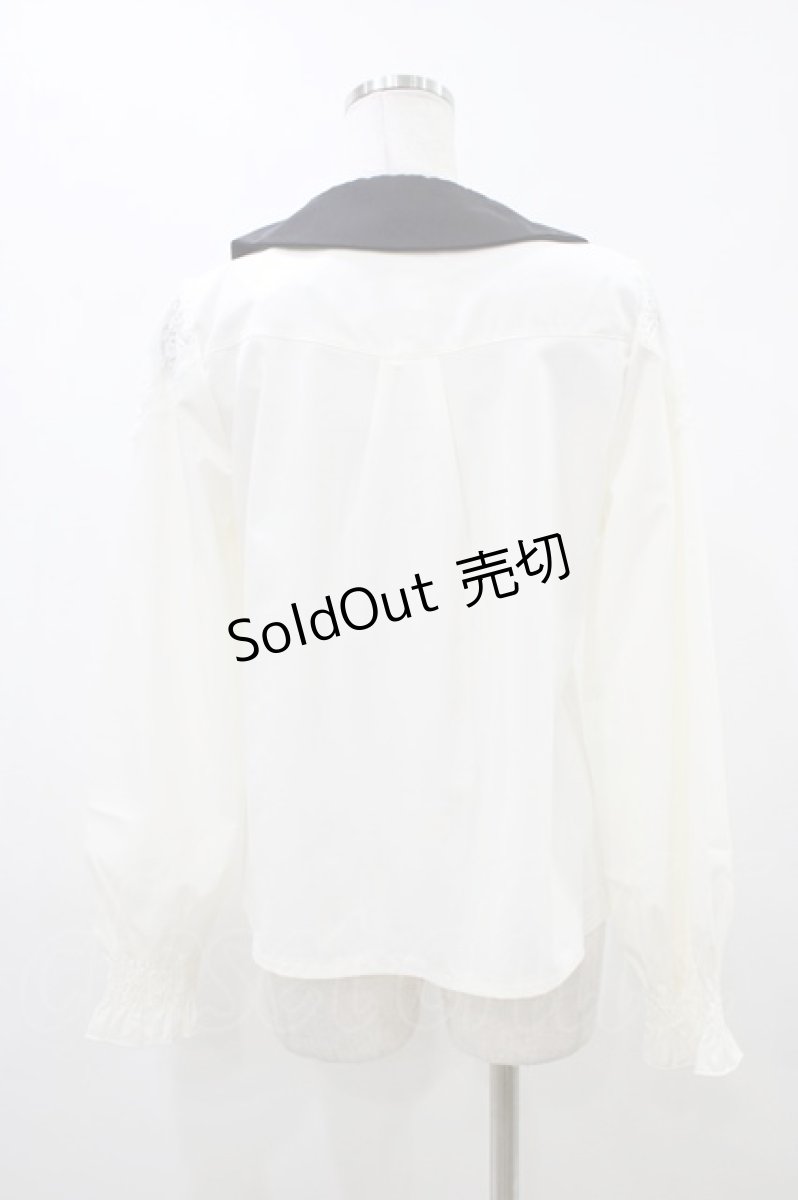 画像2: axes femme POETIQUE / リボン付きコウモリカラーブラウス M オフ/ブラック H-26-05-25-1045-AX-BL-NS-ZH (2)