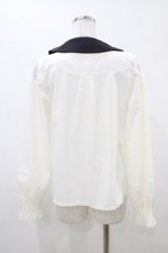 画像2: axes femme POETIQUE / リボン付きコウモリカラーブラウス M オフ/ブラック H-26-05-25-1045-AX-BL-NS-ZH (2)