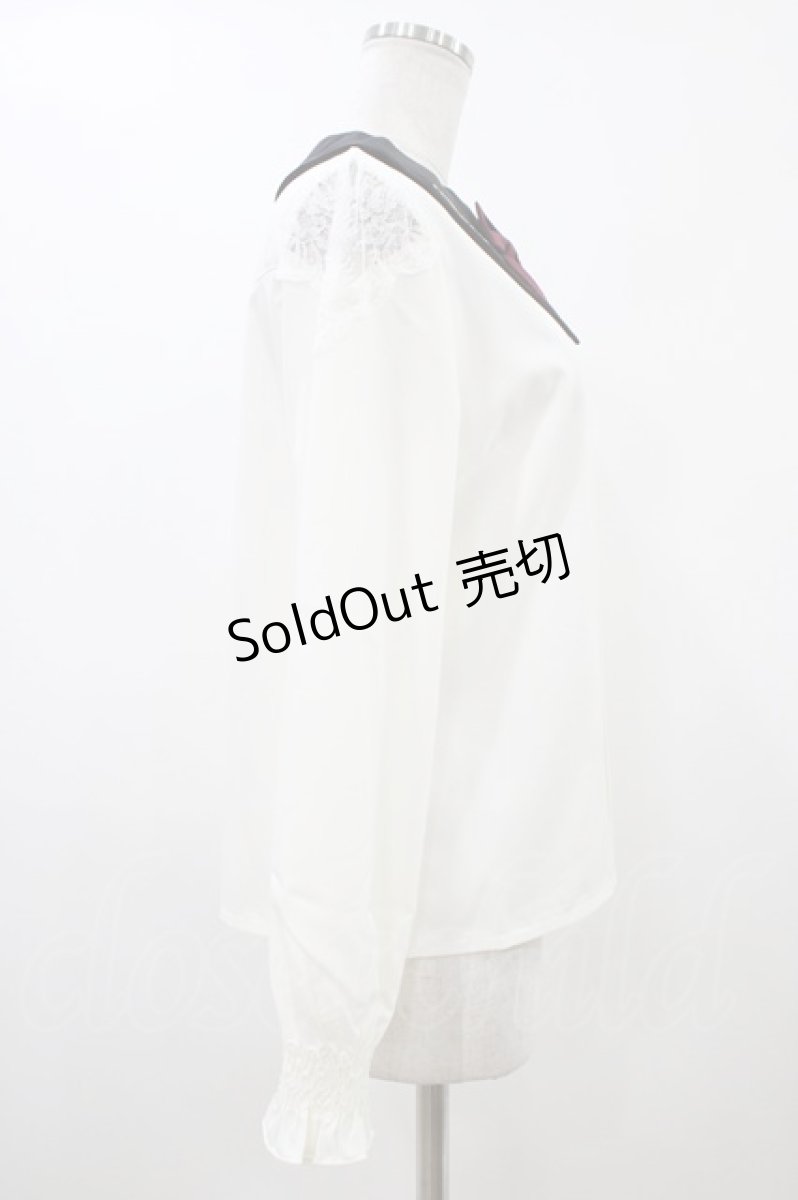 画像3: axes femme POETIQUE / リボン付きコウモリカラーブラウス M オフ/ブラック H-26-05-25-1045-AX-BL-NS-ZH (3)