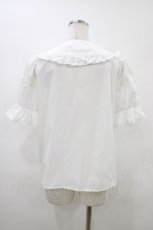 画像2: Chalmiere / トーションレース丸襟半袖ブラウス M 白 H-26-05-25-1053-0-BL-NS-ZH (2)