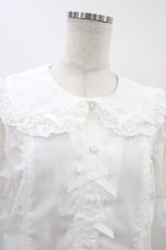 画像3: Chalmiere / トーションレース丸襟半袖ブラウス M 白 H-26-05-25-1053-0-BL-NS-ZH (3)