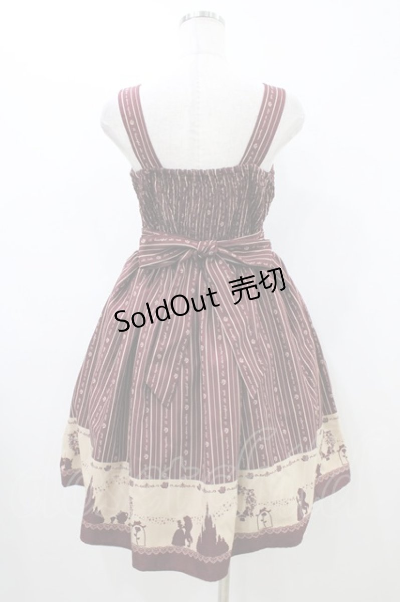 画像2: axes femme / シルエット柄キャミワンピース（美女と野獣） M ワイン H-26-05-25-1028-AX-OP-NS-ZH (2)