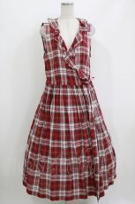 画像1: Jane Marple Dans Le Salon / Madras check cache-coeur dress  レッド H-26-05-25-006-JM-OP-KB-ZH (1)