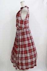 画像2: Jane Marple Dans Le Salon / Madras check cache-coeur dress  レッド H-26-05-25-006-JM-OP-KB-ZH (2)