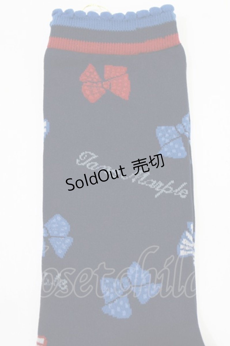 画像2: Jane Marple / Anniversary ribbonsクルーソックス  navy H-26-05-25-065-JM-ZA-KB-ZH (2)