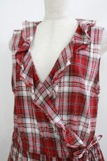 画像4: Jane Marple Dans Le Salon / Madras check cache-coeur dress  レッド H-26-05-25-006-JM-OP-KB-ZH (4)