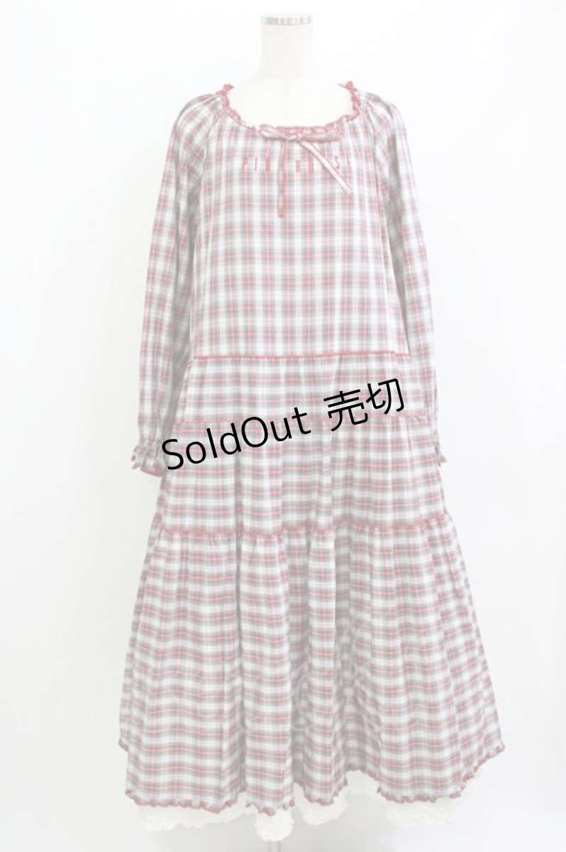 画像1: PINK HOUSE / ロゴ刺繍チェックワンピース Free 白/レッド H-26-05-26-022-LO-OP-NS-ZH (1)
