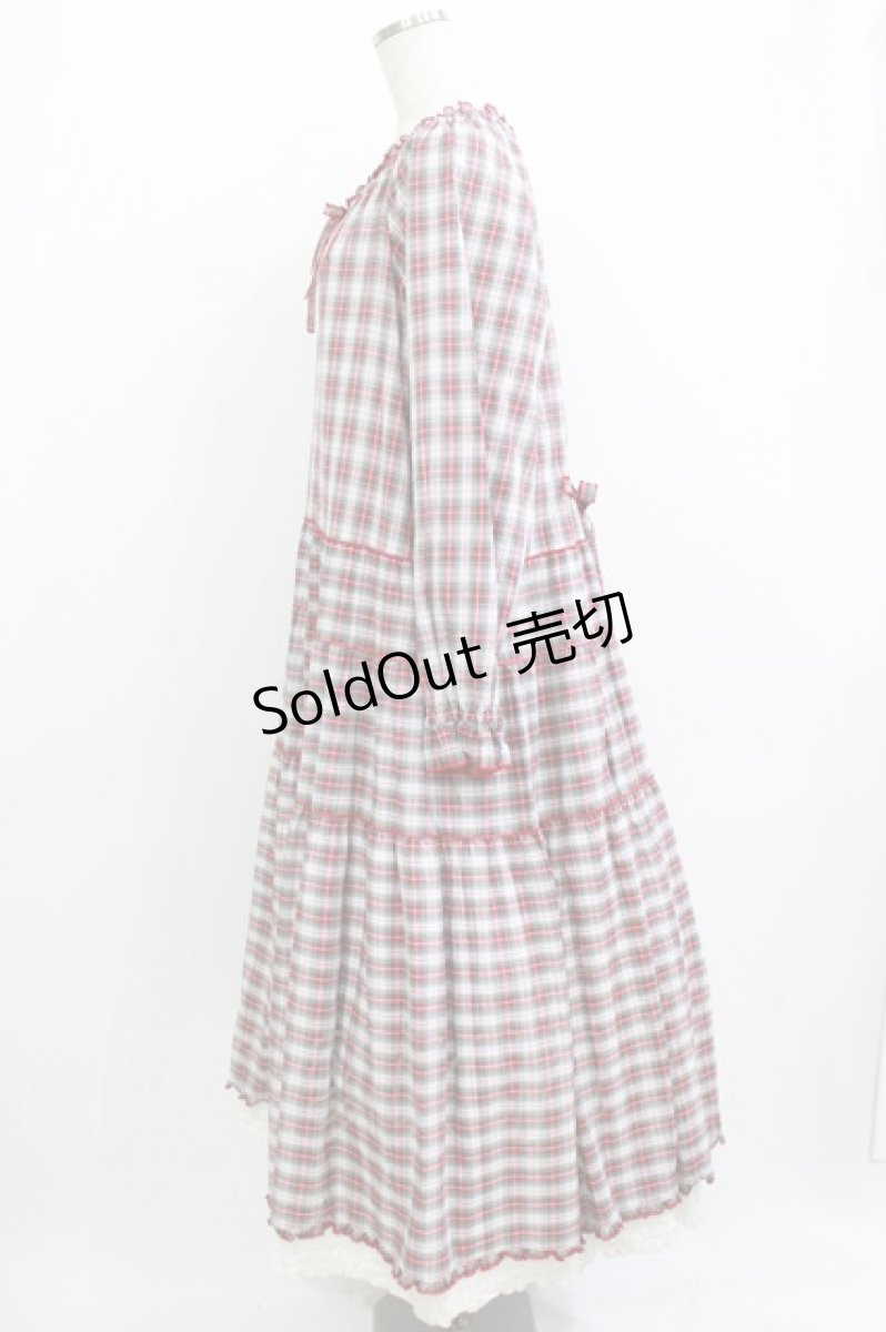 画像2: PINK HOUSE / ロゴ刺繍チェックワンピース Free 白/レッド H-26-05-26-022-LO-OP-NS-ZH (2)