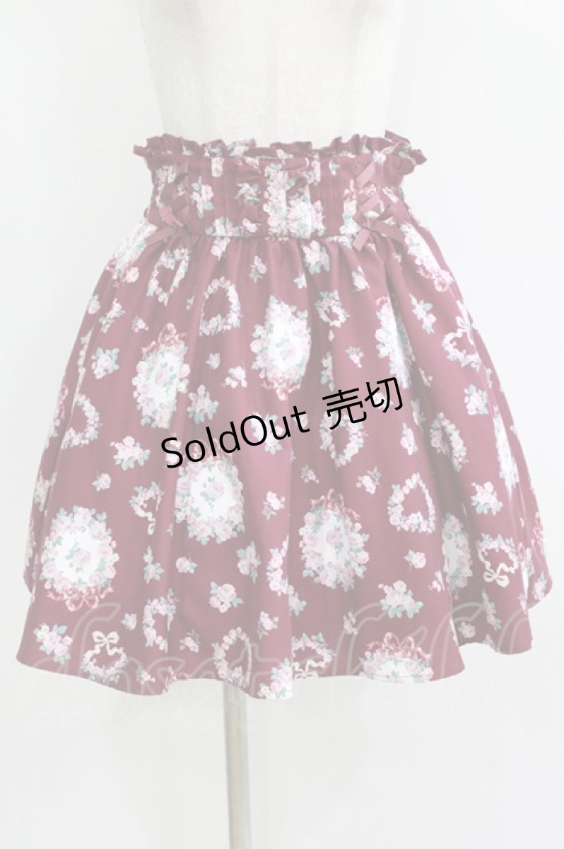 画像1: Ank Rouge / Rose Archプリントスカート M ボルドー H-26-05-26-030-CA-SK-NS-ZH (1)