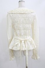 画像3: metamorphose / 【プラスサイズ】丸襟シャーリング長袖ブラウス プラスサイズ アイボリー H-26-05-26-039-ME-BL-NS-ZH (3)