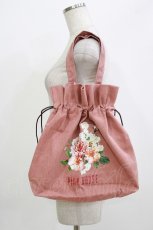 画像1: PINK HOUSE / English Roseデニム巾着バッグ ヨコ40×タテ37×マチ10cm ピンク H-26-05-26-059-LO-BG-NS-ZH (1)