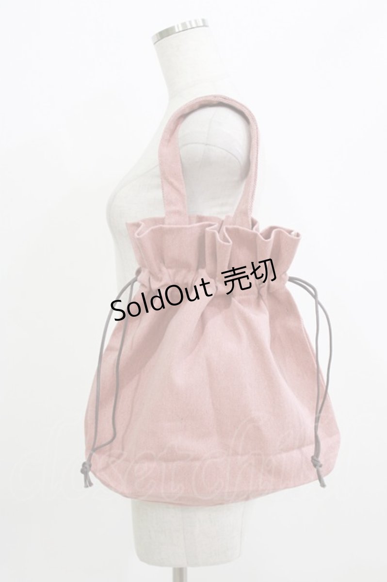画像2: PINK HOUSE / English Roseデニム巾着バッグ ヨコ40×タテ37×マチ10cm ピンク H-26-05-26-059-LO-BG-NS-ZH (2)