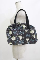画像1: PINK HOUSE / バラ&リボン柄黒ボストンバッグ 縦21×横32×マチ13cm ブラック H-26-05-26-060-LO-BG-NS-ZH (1)