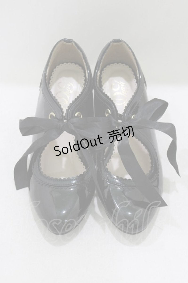 画像1: DearMyLove / いちごヒールパンプス 23.5cm ブラックエナメル H-26-05-26-080-GO-SH-NS-ZH (1)