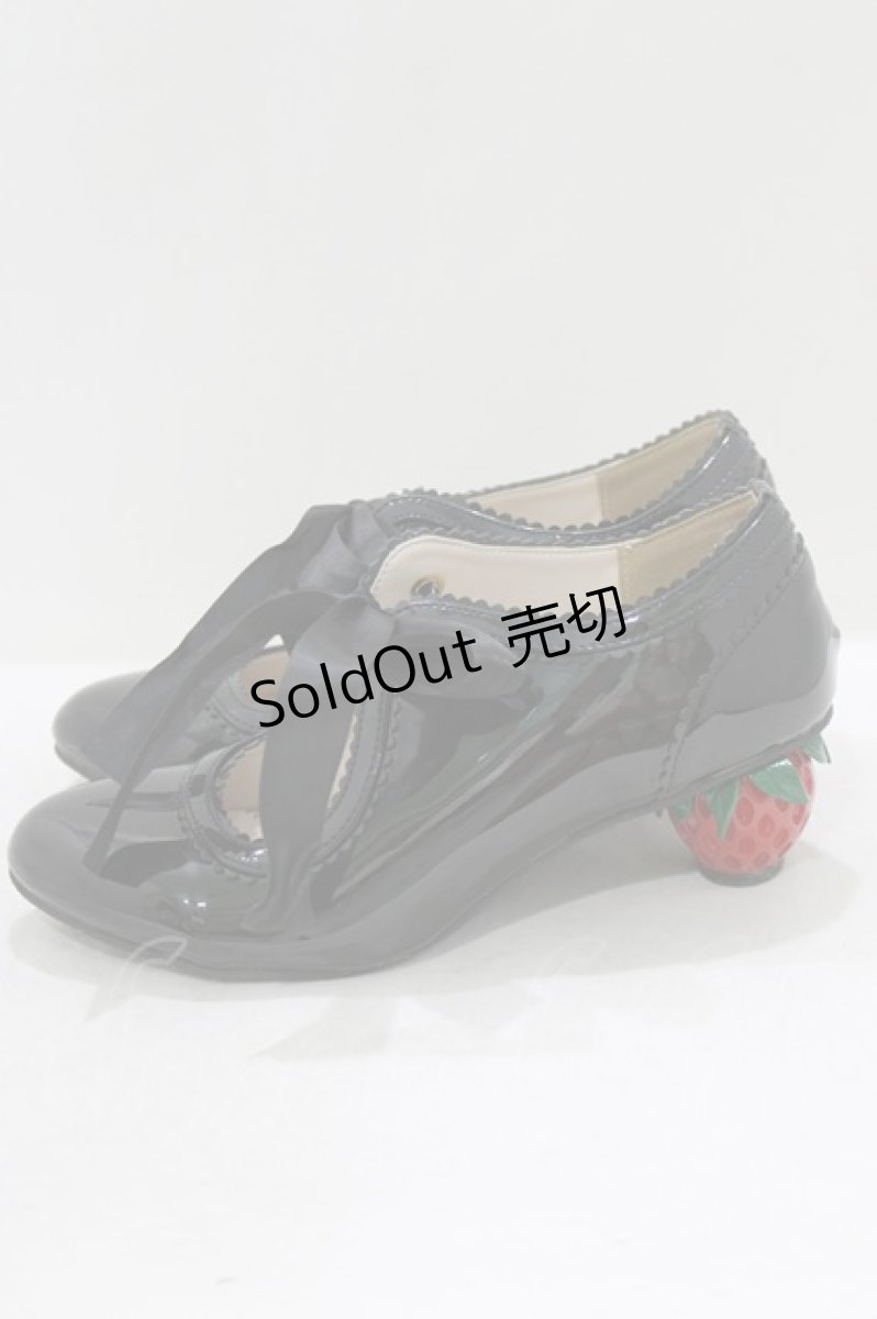 画像2: DearMyLove / いちごヒールパンプス 23.5cm ブラックエナメル H-26-05-26-080-GO-SH-NS-ZH (2)