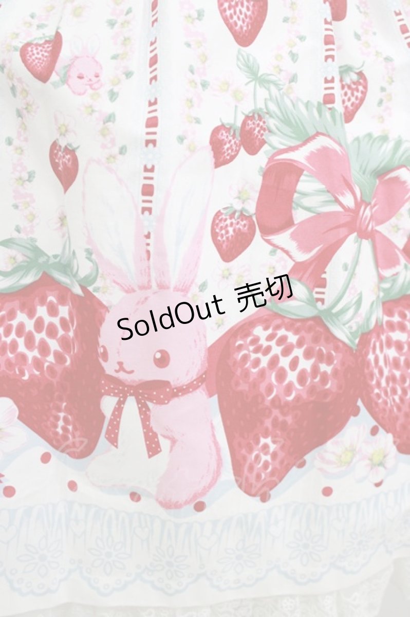 画像4: Angelic Pretty / Little Bunny Strawberryジャンパースカート Free 白 H-26-05-26-013-AP-OP-NS-ZH (4)
