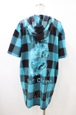 画像2: NieR Clothing / 総柄半袖プルパーカー F 緑×黒 H-26-05-27-030-PU-TO-AK-ZH (2)