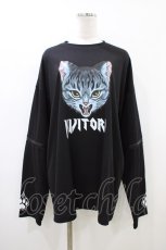 画像1: LISTEN FLAVOR / 猫サンチーム2WAYジップロンT ユニセックス 黒 H-26-05-27-034-PU-TO-AK-ZH (1)
