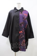 画像1: NieR Clothing / プリント切替シャツ  黒 H-26-05-27-035-PU-BL-AK-ZH (1)
