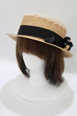 画像1: Angelic Pretty / ロゴプレートストローHat  ブラック H-26-05-27-1065-AP-AC-NS-ZH (1)