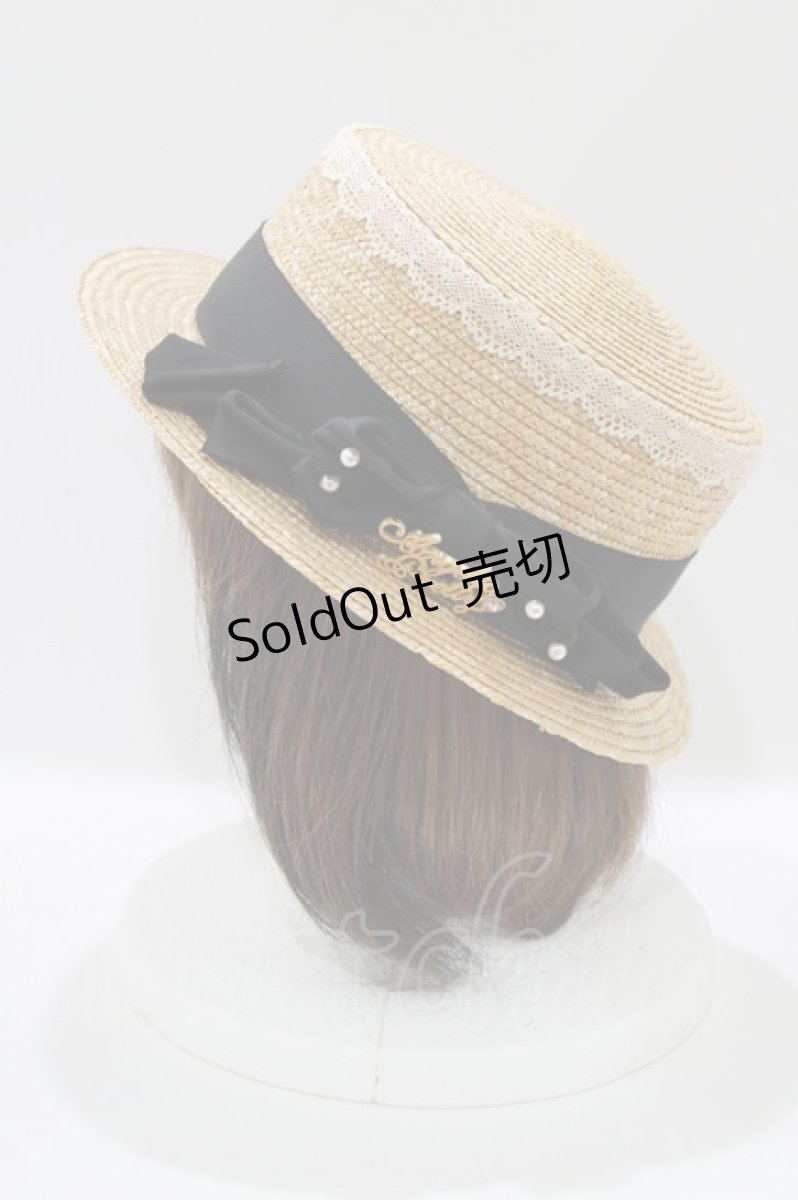 画像2: Angelic Pretty / ロゴプレートストローHat  ブラック H-26-05-27-1065-AP-AC-NS-ZH (2)