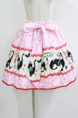 画像1: metamorphose / ねこ柄スカート（ミニ） Free ピンク H-26-05-27-1007-ME-SK-NS-ZH (1)