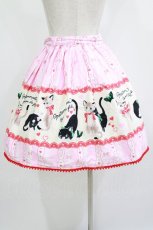 画像3: metamorphose / ねこ柄スカート（ミニ） Free ピンク H-26-05-27-1007-ME-SK-NS-ZH (3)